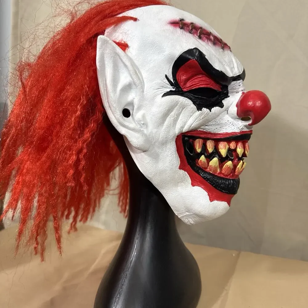Scary Halloween Clown Adult Mask Red Hair Creepy 2007 Mario Chiodo Studios
